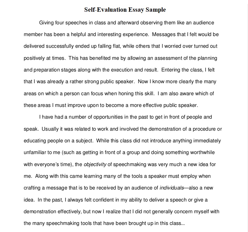 Self Evaluation Essay
